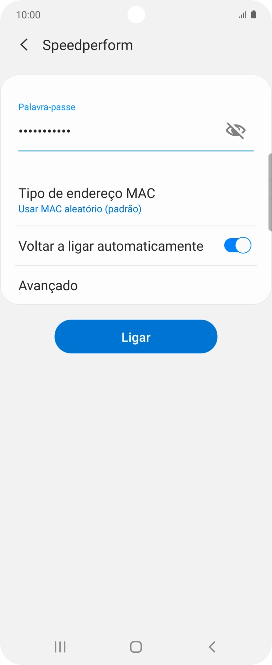 Introduza a password da rede Wi-Fi e prima Ligar.