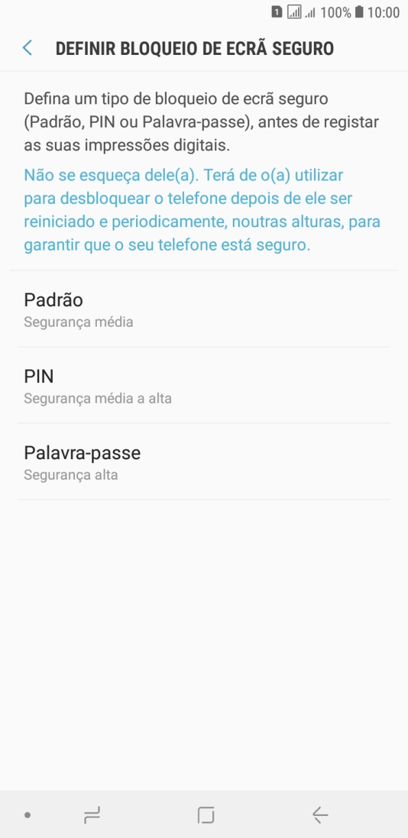 Prima o código de bloqueio do telefone pretendido e siga as indicações no ecrã para estabelecer um código de bloqueio adicional.