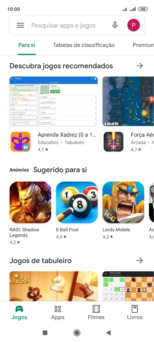 Deslize o dedo sobre o ecrã da esquerda para a direita.