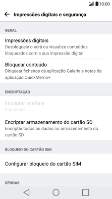 Prima Configurar bloqueio do cartão SIM.