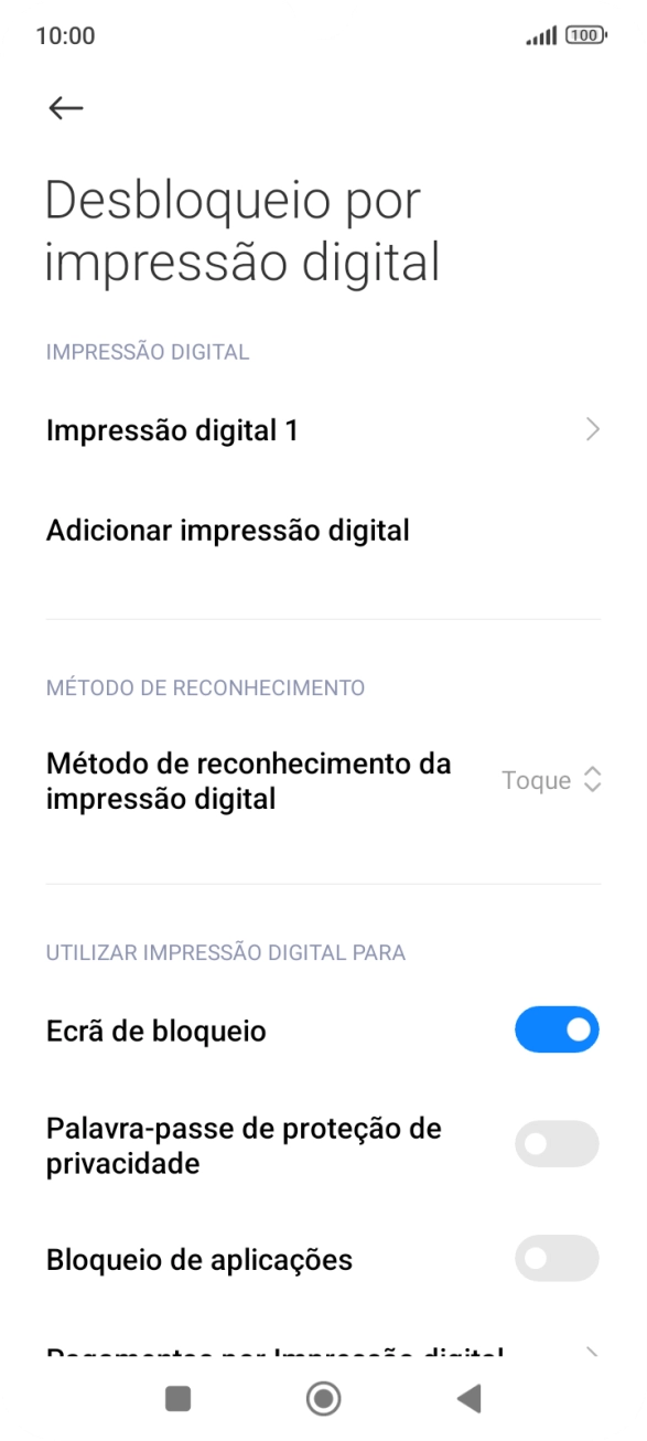 Prima os indicadores junto às definições pretendidas para as ativar ou desativar.