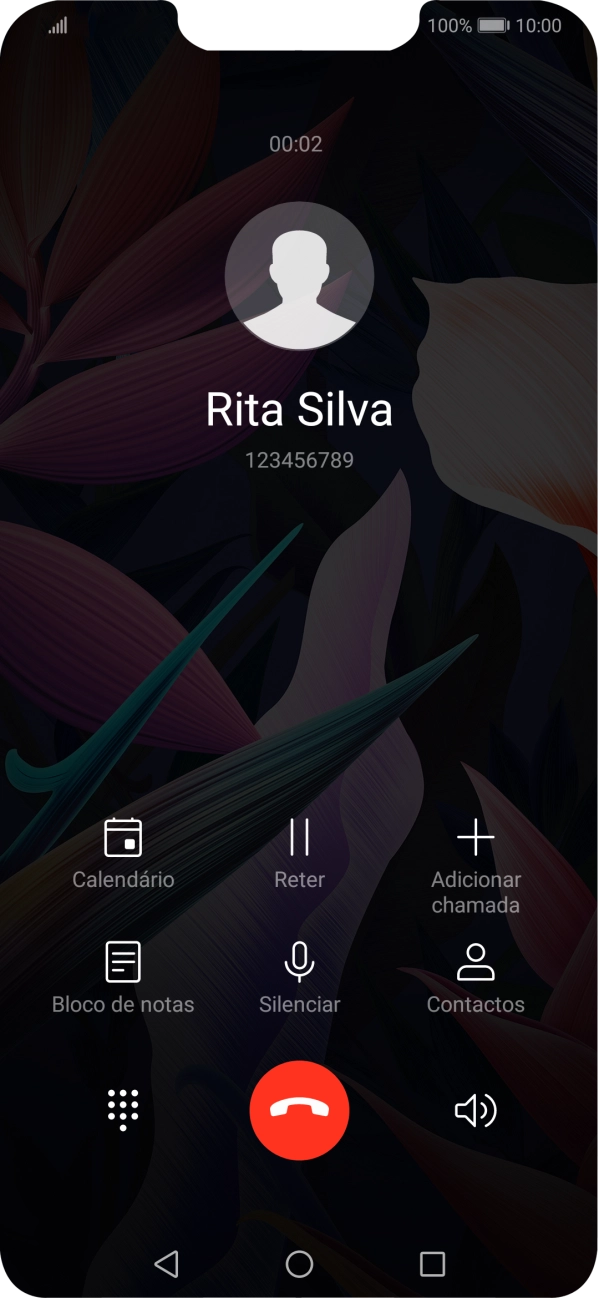 Prima o ícone para terminar a chamada.