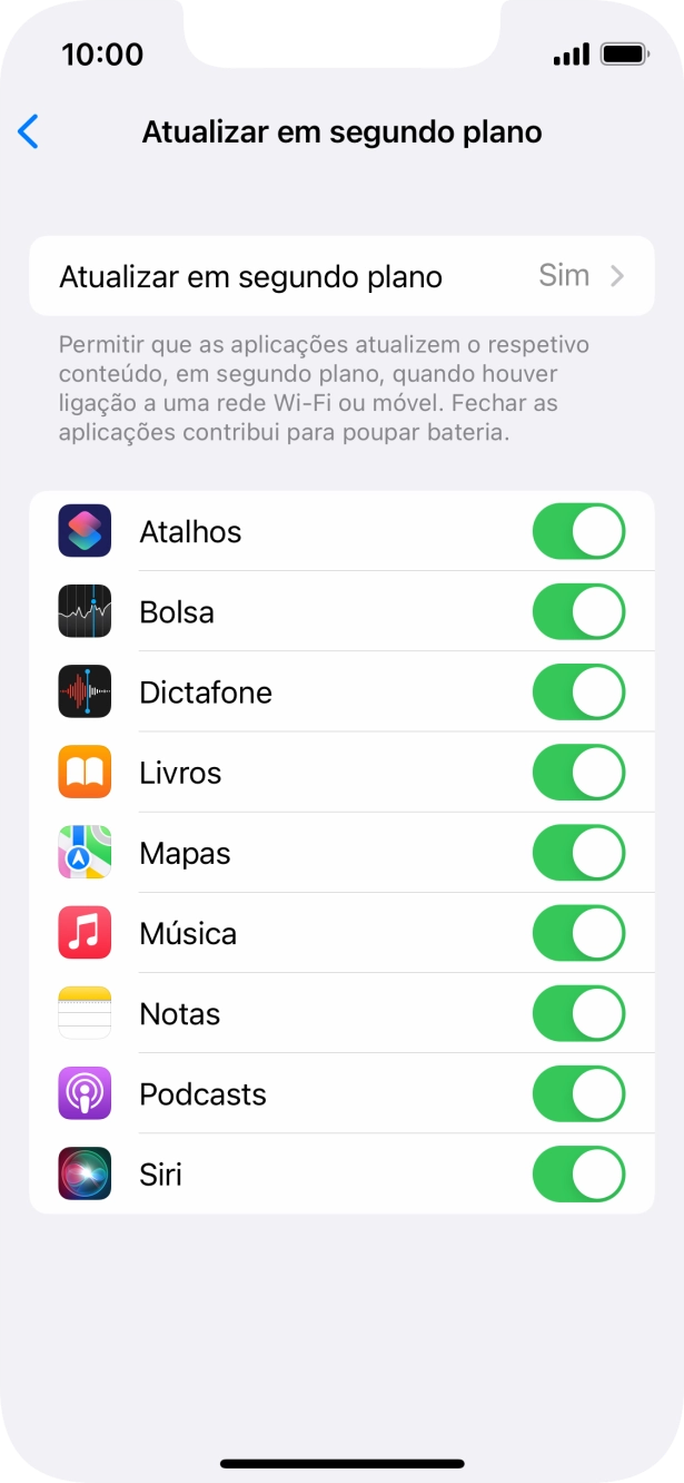 Prima Atualizar em segundo plano.