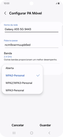 Prima WPA3-Personal para proteger o hotspot Wi-Fi com uma password.