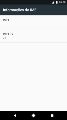 O código IMEI é mostrado no ecrã.