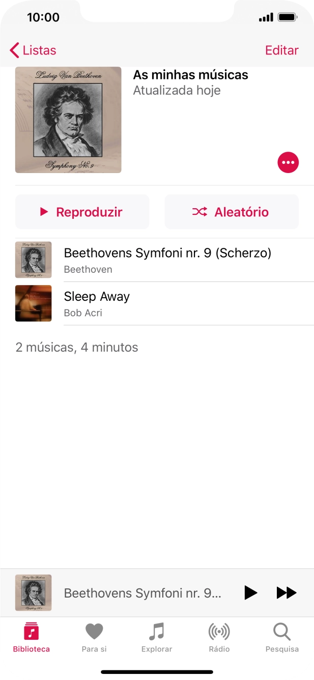 Prima firmemente o ficheiro de música pretendido até aparecer um menu no ecrã.