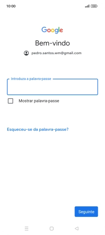 Prima Introduza a palavra-passe e introduza a password da sua conta Google.