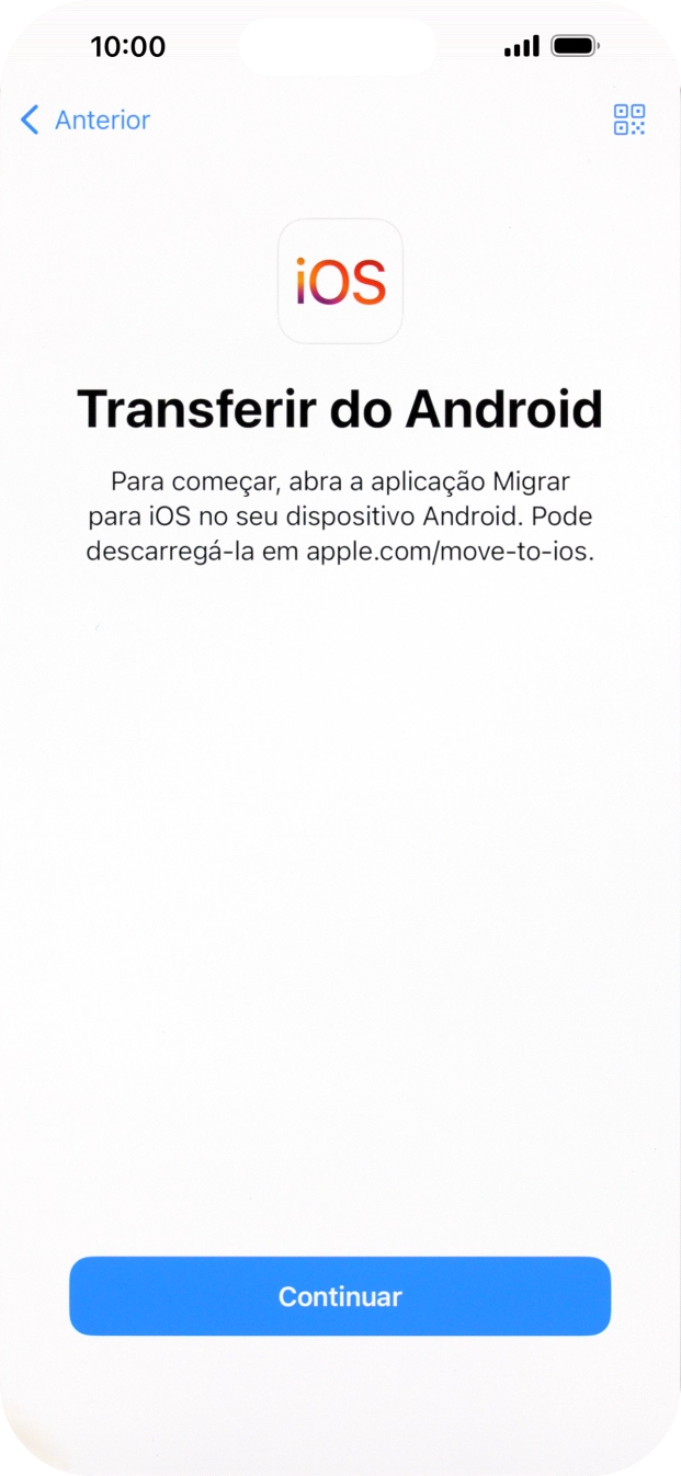 Antes de ser possível transferir conteúdo para o seu telefone, é necessário instalar a app 
