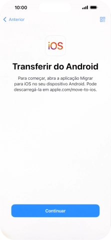 Antes de ser possível transferir conteúdo para o seu telefone, é necessário instalar a app 
