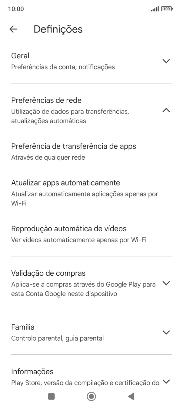 Prima Atualizar apps automaticamente.