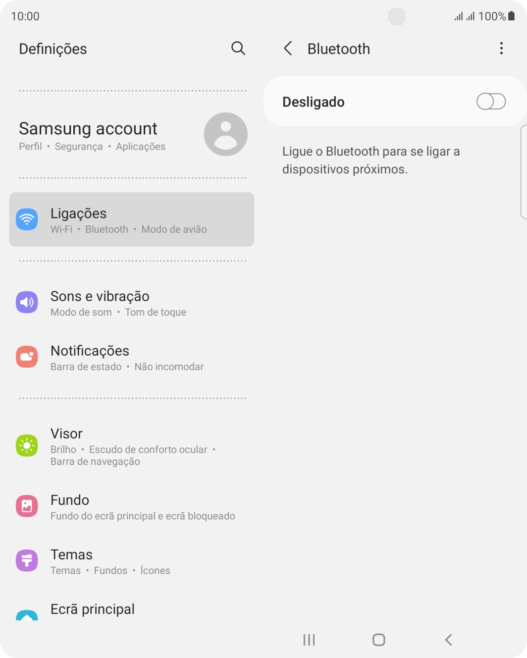 Prima o indicador para ativar a função.