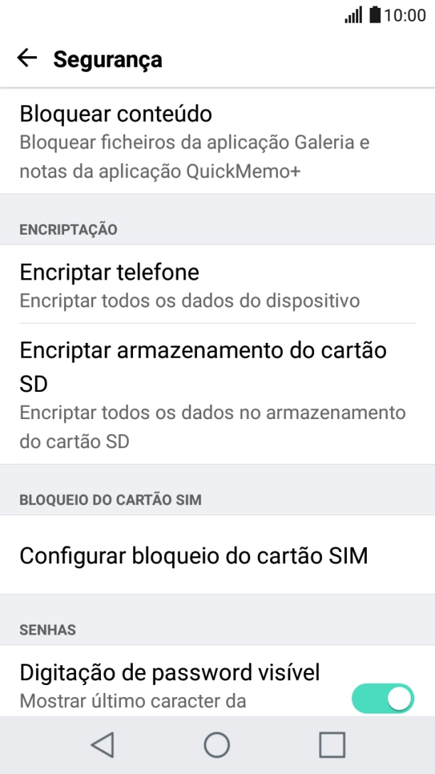Prima Configurar bloqueio do cartão SIM.