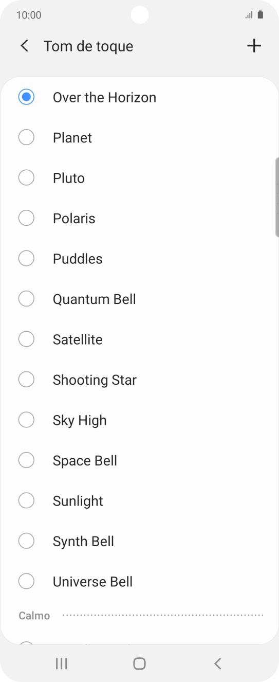 Prima o ícone para adicionar um tom de toque.