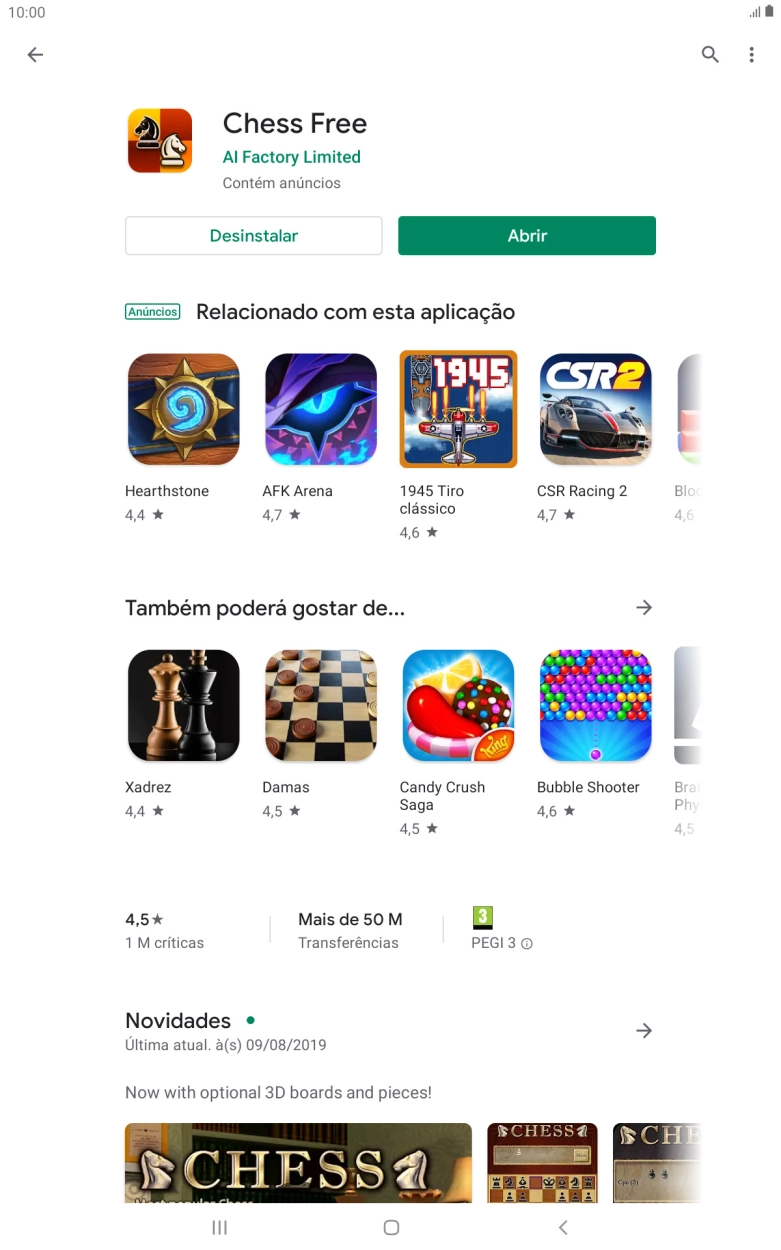 Prima a tecla de início para terminar e voltar ao ecrã inicial.