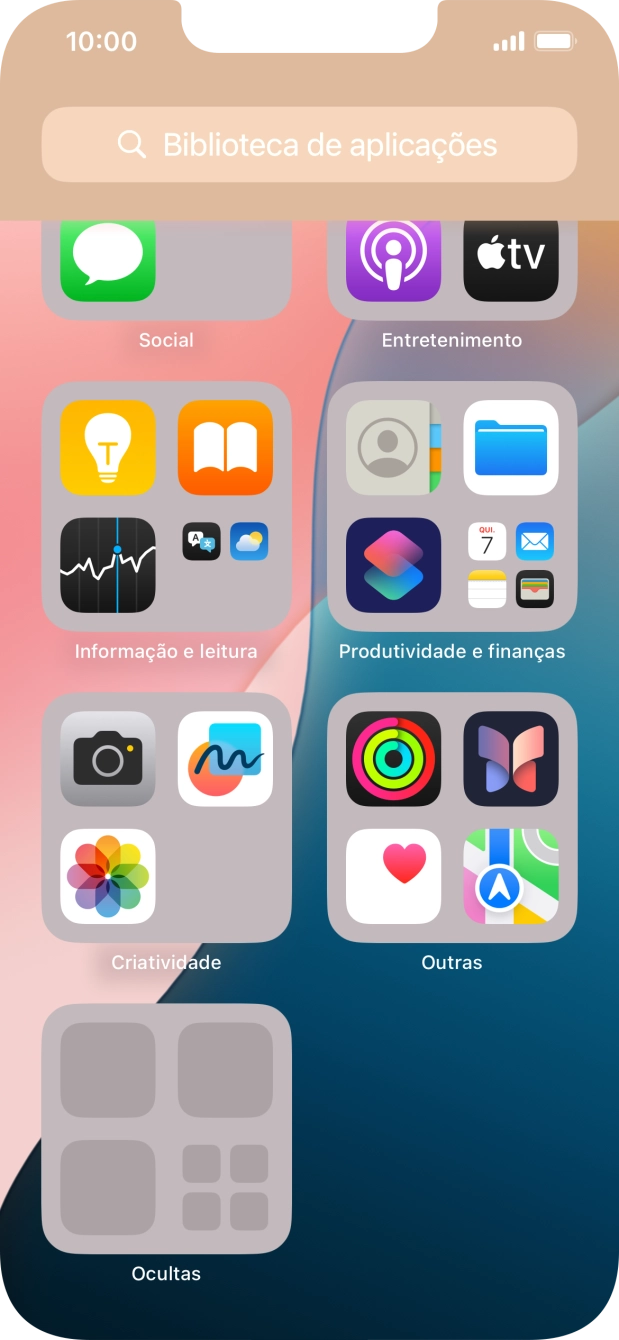 A app está agora colocada na pasta Ocultas da Biblioteca de apps.