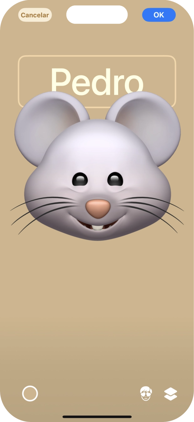 Prima o campo do nome e siga as indicações no ecrã para escolher o tipo de letra e cor para o seu nome no cartaz de contacto.