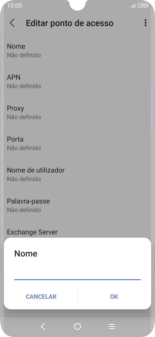Introduza Vodafone Internet e prima OK.