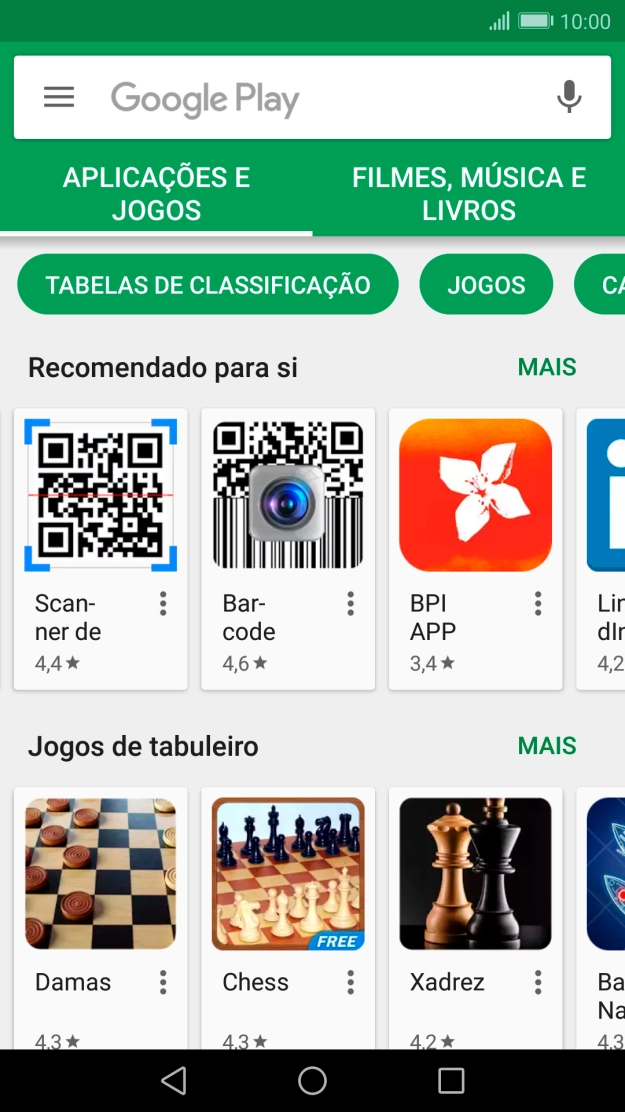 Deslize o dedo sobre o ecrã da esquerda para a direita.