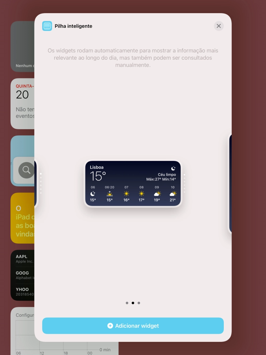 Prima Adicionar widget.