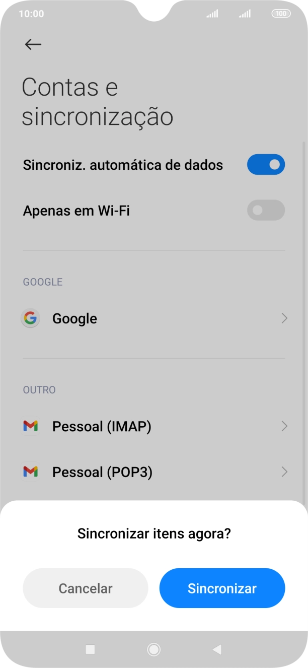 Se ativar a função, prima Sincronizar.