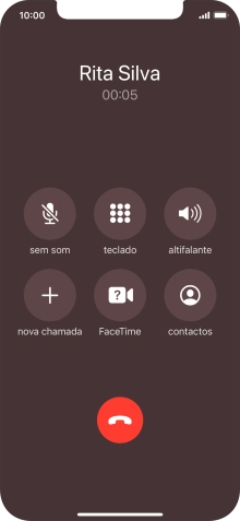 Prima o ícone para terminar chamada para terminar a chamada.