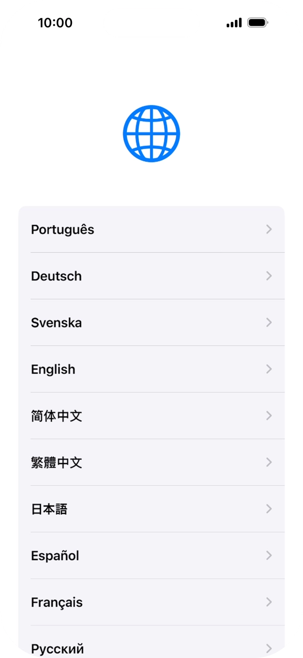 Prima o idioma pretendido.
