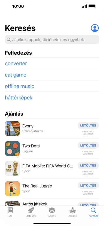Kattints a keresés mezőre, és írd be a keresett alkalmazás nevét vagy tárgykörét.