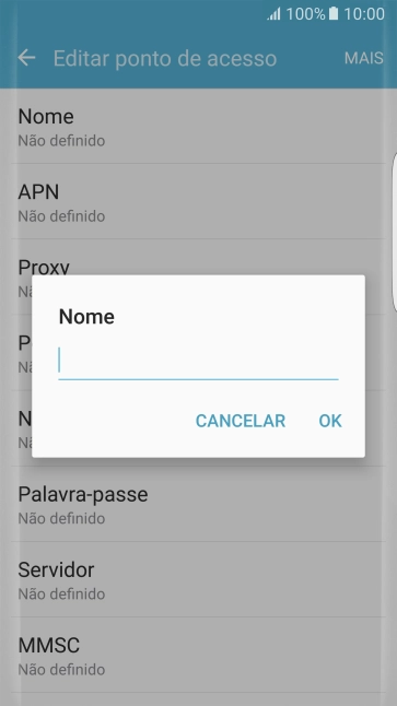 Introduza Vodafone Internet e prima OK.