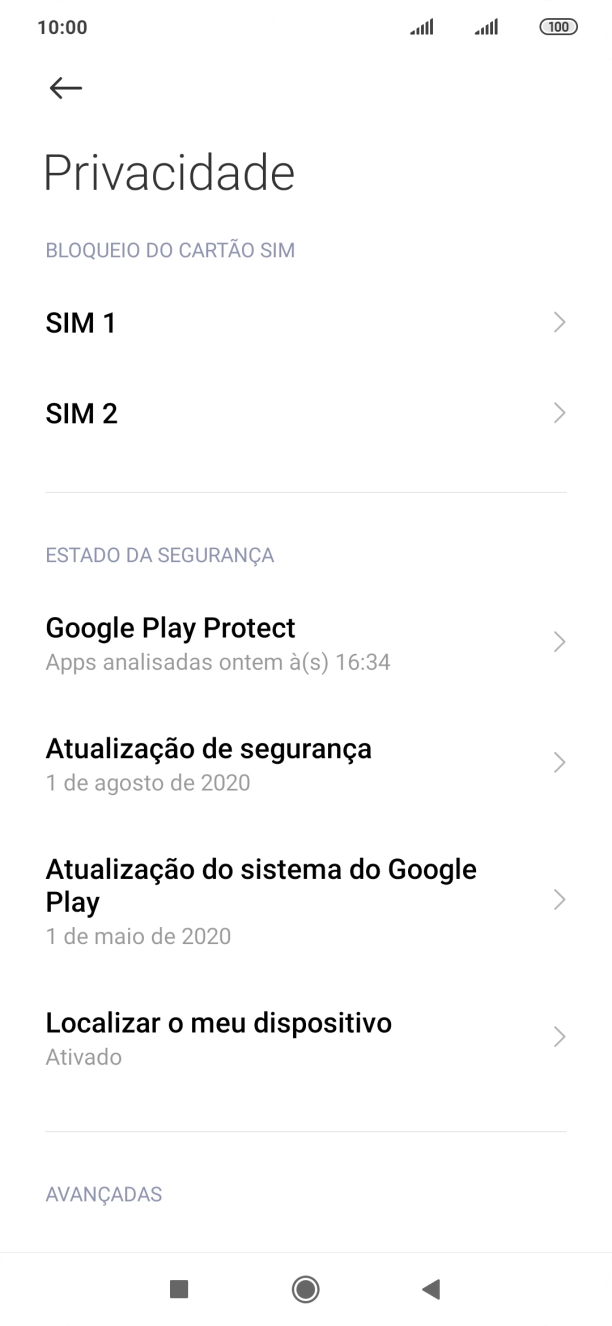 Prima o cartão SIM pretendido.