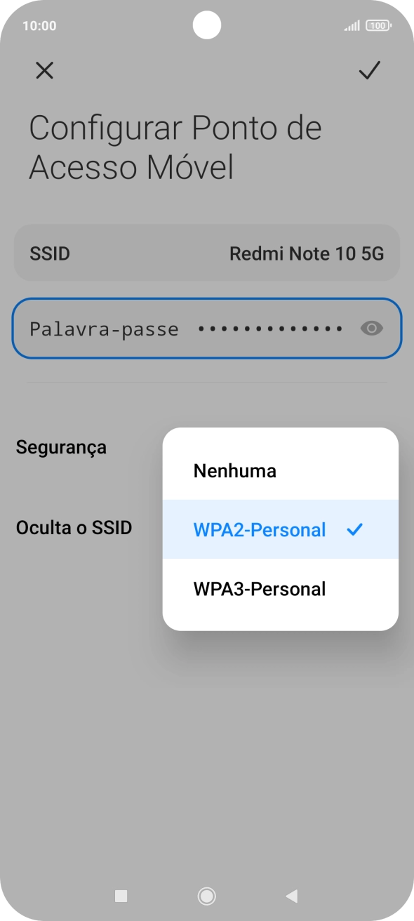 Prima WPA3-Personal para proteger o hotspot Wi-Fi com uma password.