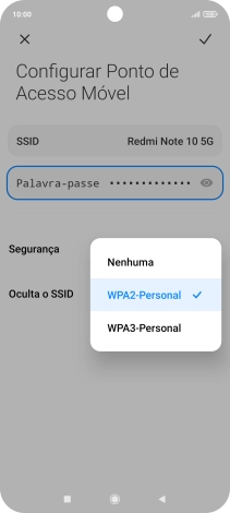 Prima WPA3-Personal para proteger o hotspot Wi-Fi com uma password.