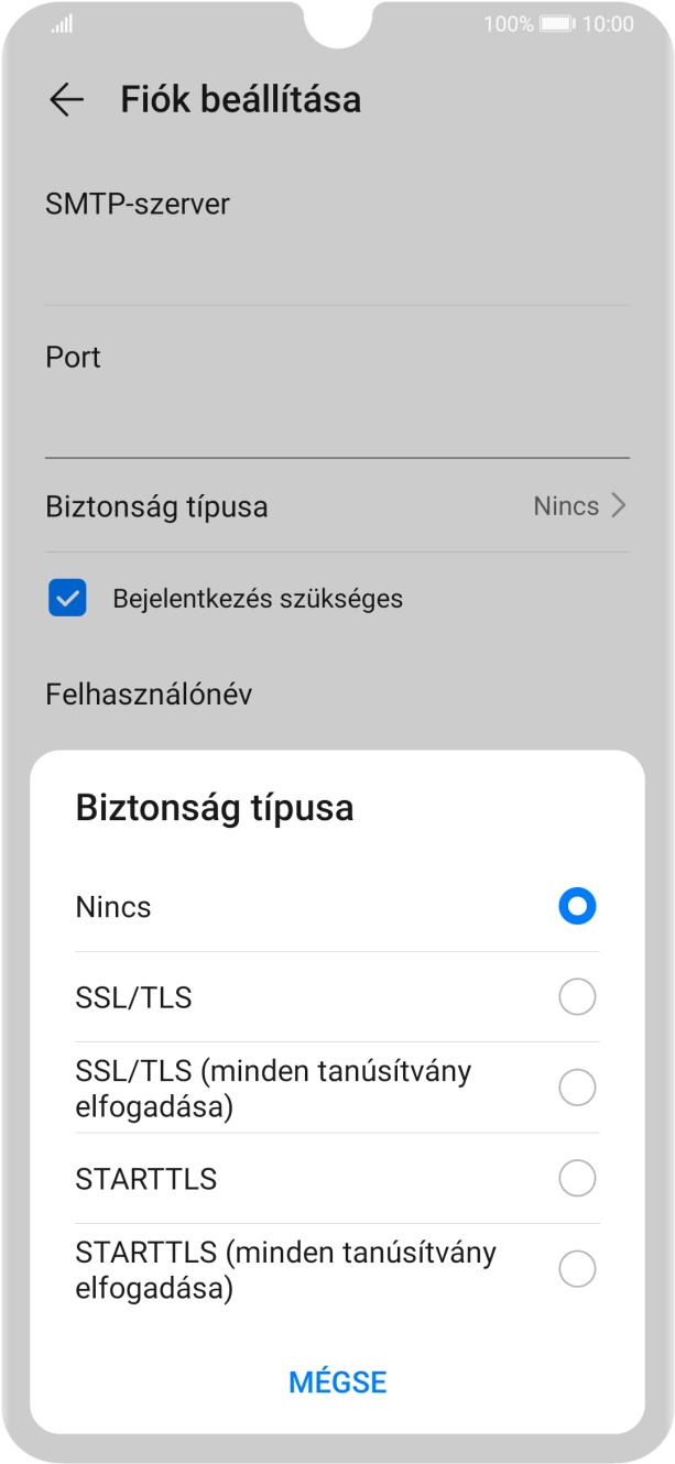 Válaszd a Nincs lehetőséget.