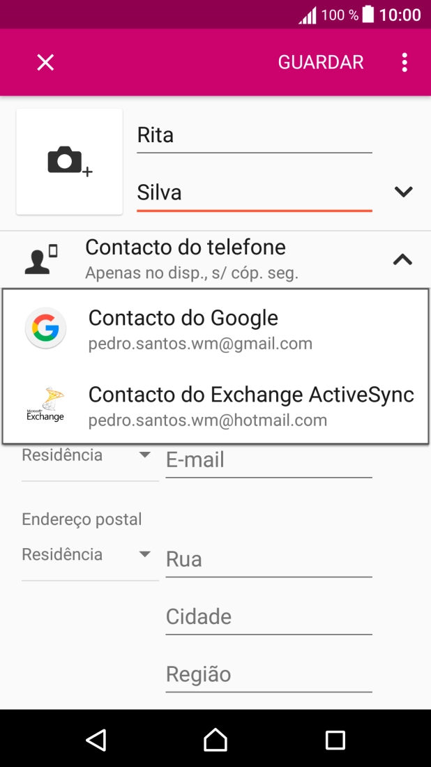 Prima Contacto do telefone.