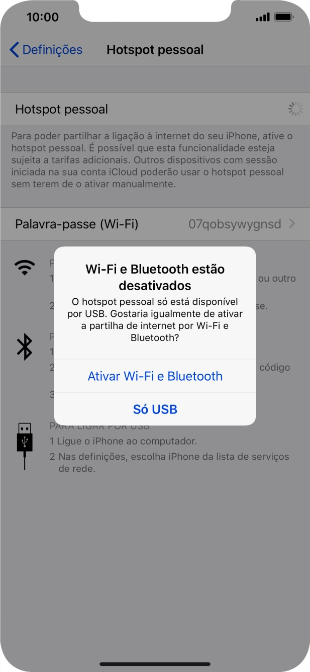 Se o Wi-Fi estiver desativado, prima Ativar Wi-Fi e Bluetooth.