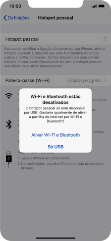 Se o Wi-Fi estiver desativado, prima Ativar Wi-Fi e Bluetooth.