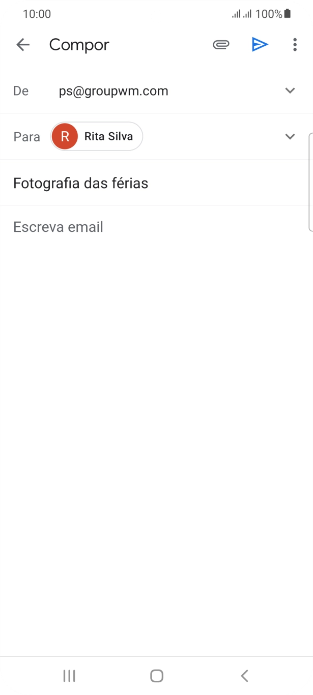 Prima o campo de escrita e escreva o texto do e-mail.