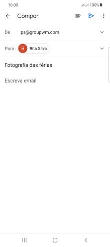 Prima o campo de escrita e escreva o texto do e-mail.
