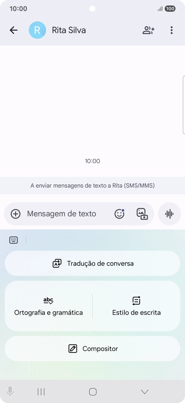 Para gerar um texto, prima em Compositor e siga as indicações no ecrã, para utilizar a função.
