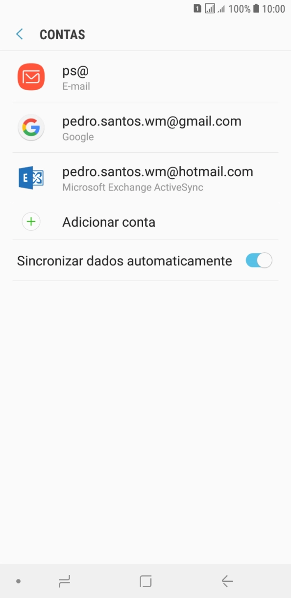 Se o ecrã mostrar esta imagem, a sua conta foi identificada e configurada automaticamente. Siga as indicações no ecrã para concluir a configuração.