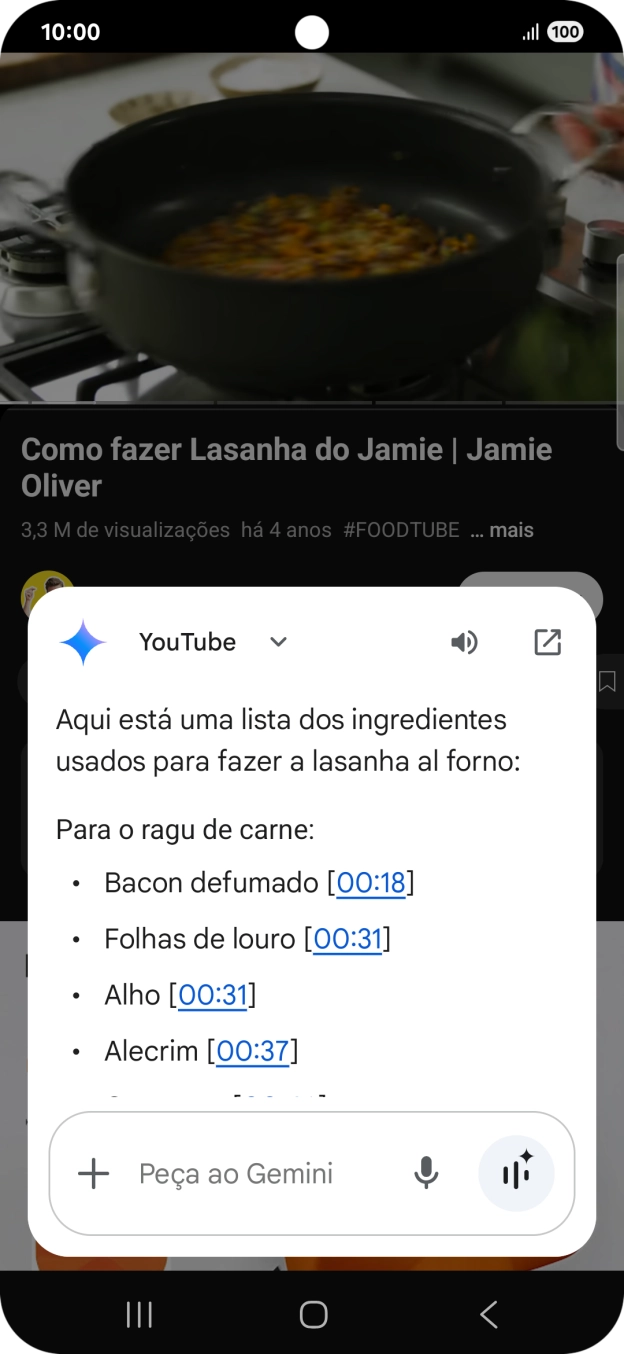 A resposta da Gemini à sua pergunta é agora mostrada no ecrã.