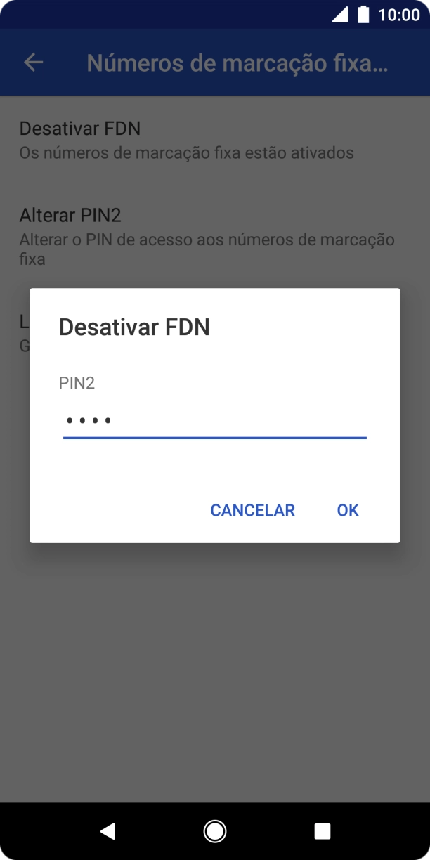 Introduza o código PIN2 e prima OK.