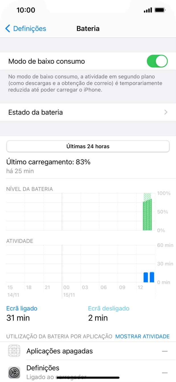 Para voltar ao ecrã inicial, deslize o dedo de baixo para cima a partir da base do ecrã.