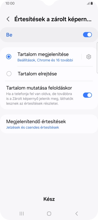 Válaszd a kívánt beállításokat a funkciók be- vagy kikapcsolásához.
