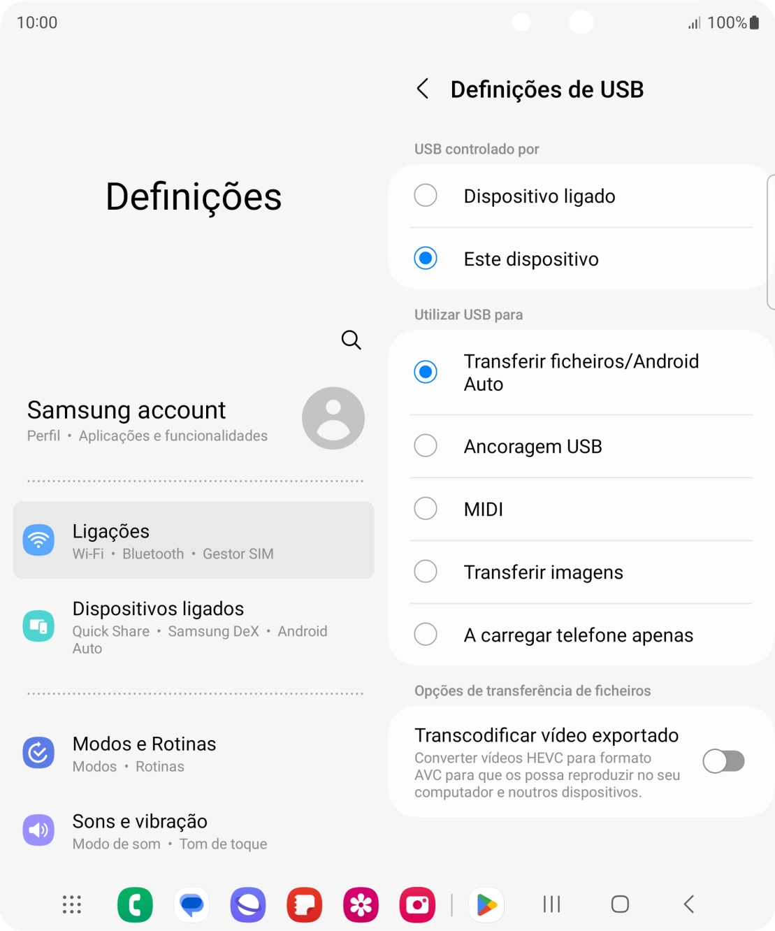 Prima Transferir ficheiros/Android Auto.