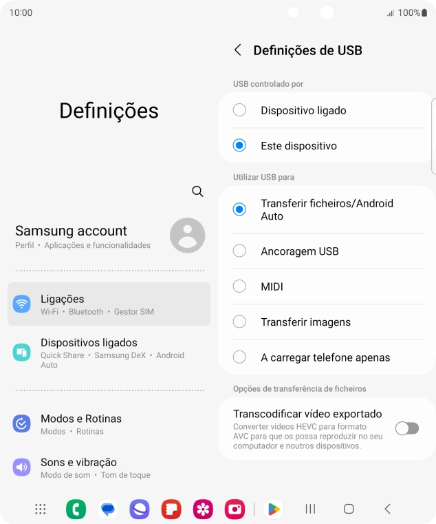 Prima Transferir ficheiros/Android Auto.