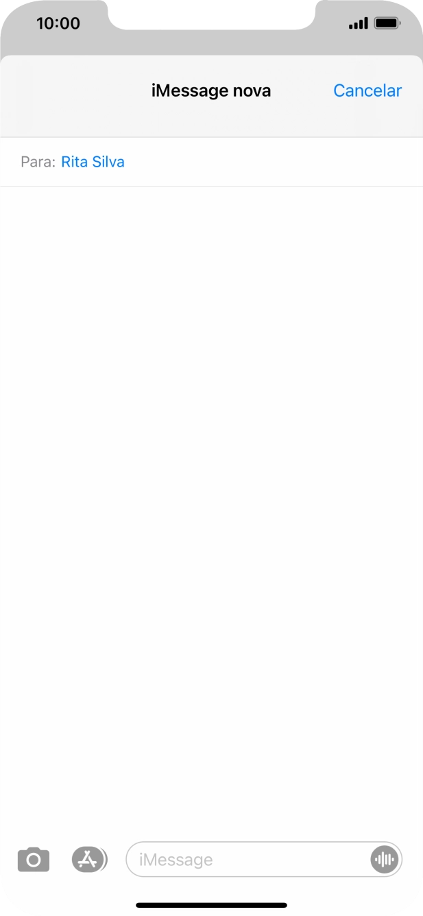 Se for possível o destinatário receber iMessages, aparecerá o texto iMessage no campo de escrita.