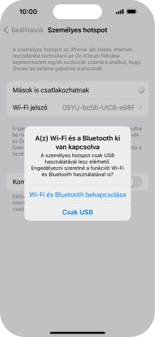 Amennyiben be van kapcsolva a Wi-Fi, válaszd a Wi-Fi és Bluetooth bekapcsolása lehetőséget.