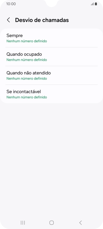 Prima o tipo de desvio pretendido.