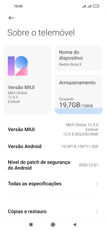 Prima Versão MIUI. Se existir uma nova versão de software disponível, será agora indicado no ecrã. Siga as indicações no ecrã para atualizar o software do telefone.