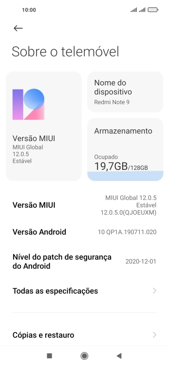 Prima Versão MIUI. Se existir uma nova versão de software disponível, será agora indicado no ecrã. Siga as indicações no ecrã para atualizar o software do telefone.
